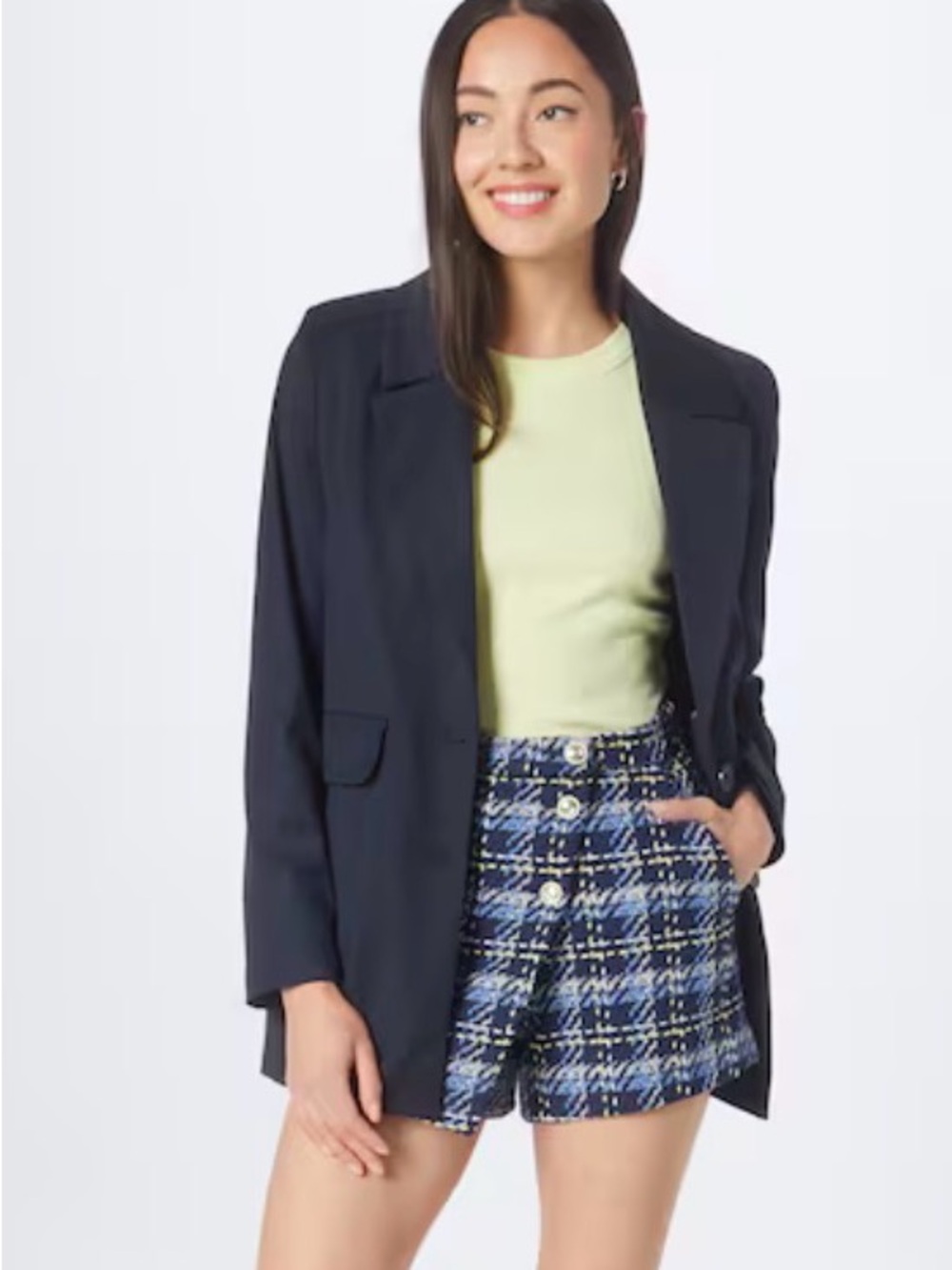 Karen Millen Check Button Detail Skort | US 8 | Tweed | Gold Button Accent | NWT